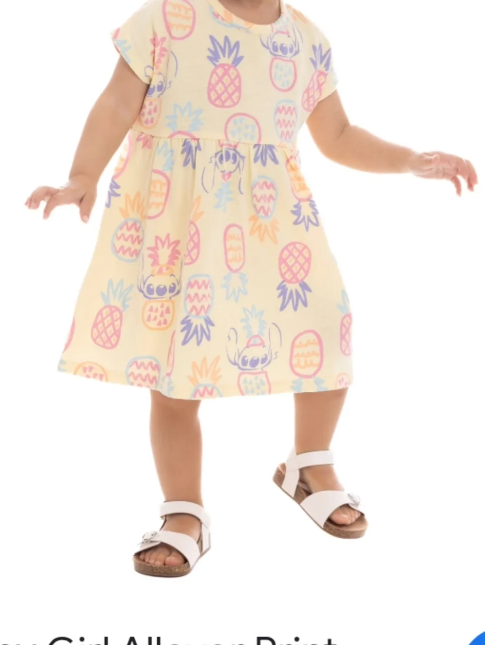Disney Stitch Yellow allover print short-sleeve dress size 2T